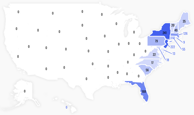 Map of TD Bank U.S. Locations By State