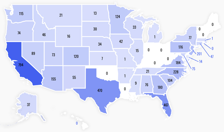 Map of Wells Fargo U.S. Locations By State